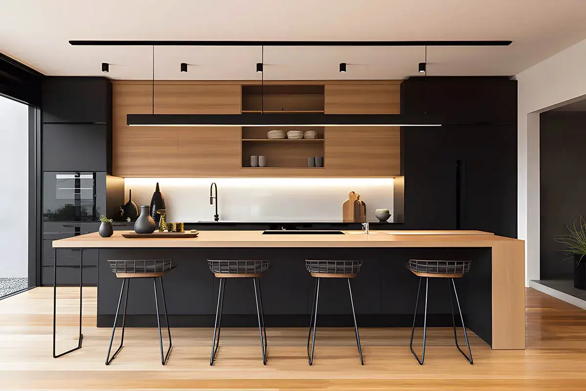 Quelle couleur de mur choisir pour une cuisine noire et bois ?
