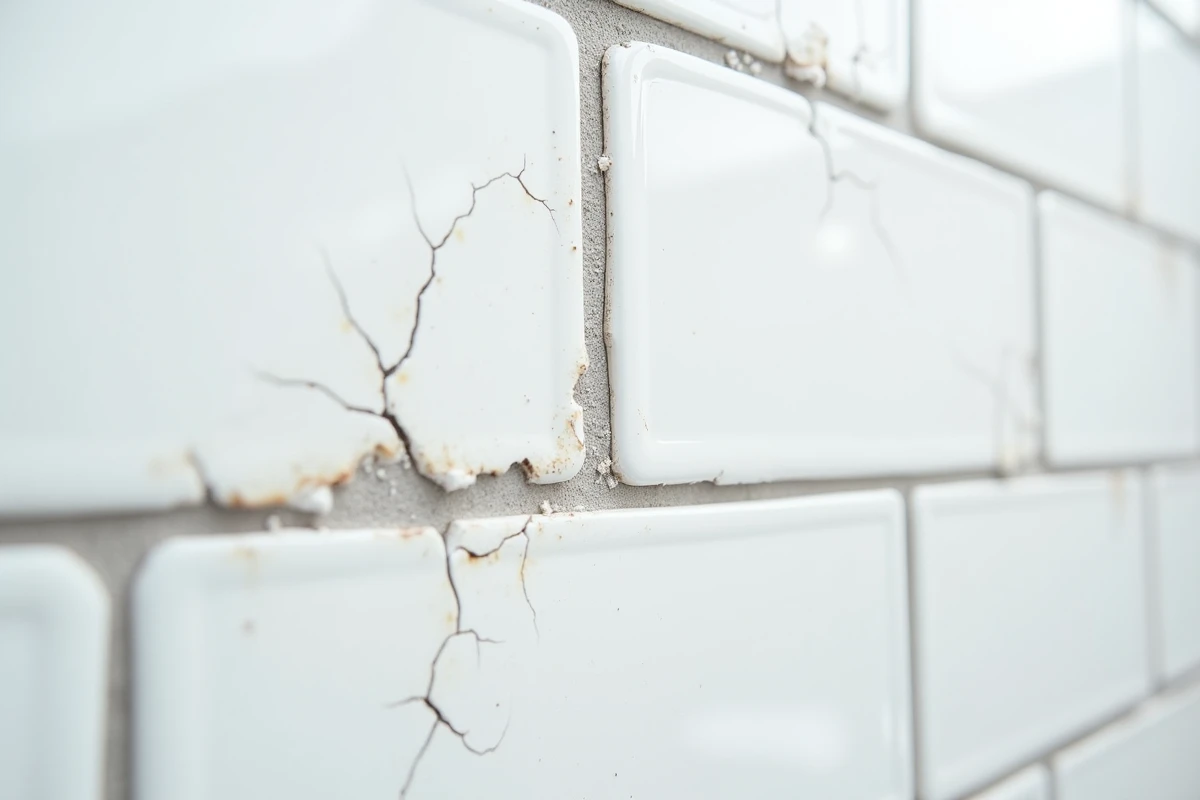 Comparaison entre un ancien joint de carrelage détérioré et un nouveau joint époxy lisse sur carrelage mural blanc en douche
