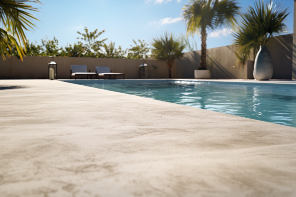 Qu’est ce qu’une plage de piscine en béton effet sable ?