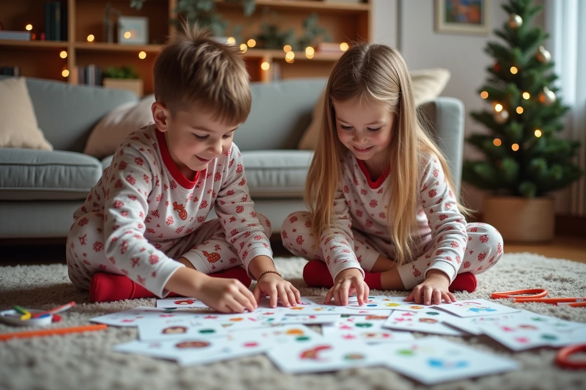 Enfants créant un calendrier de l
