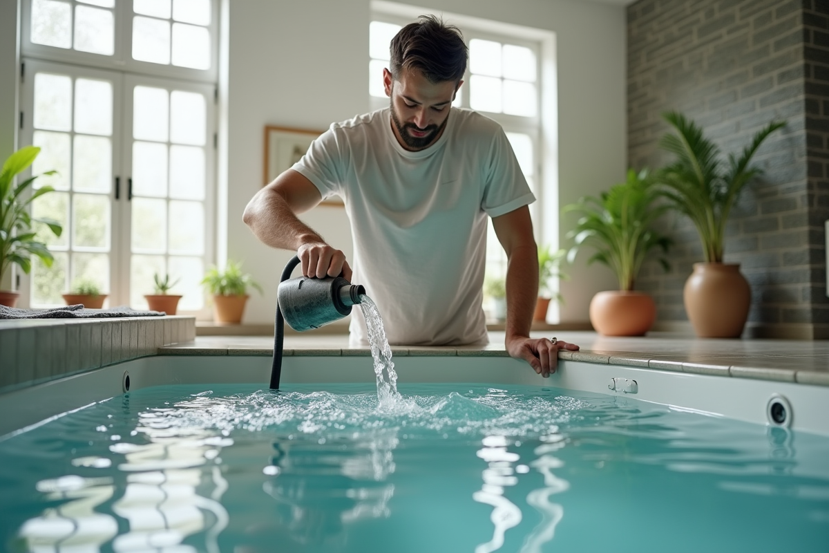 Jeune homme verse de l