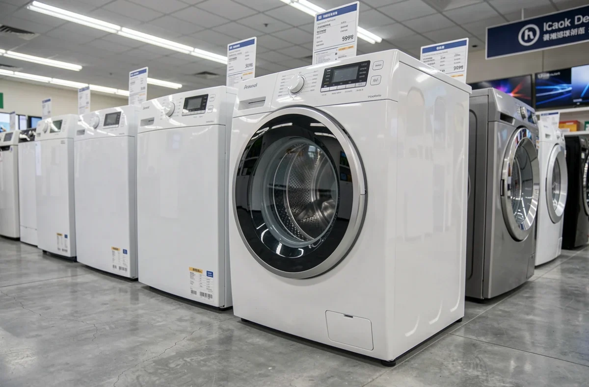Lave-linge Valberg exposé en magasin Electro Dépôt avec étiquette prix visible