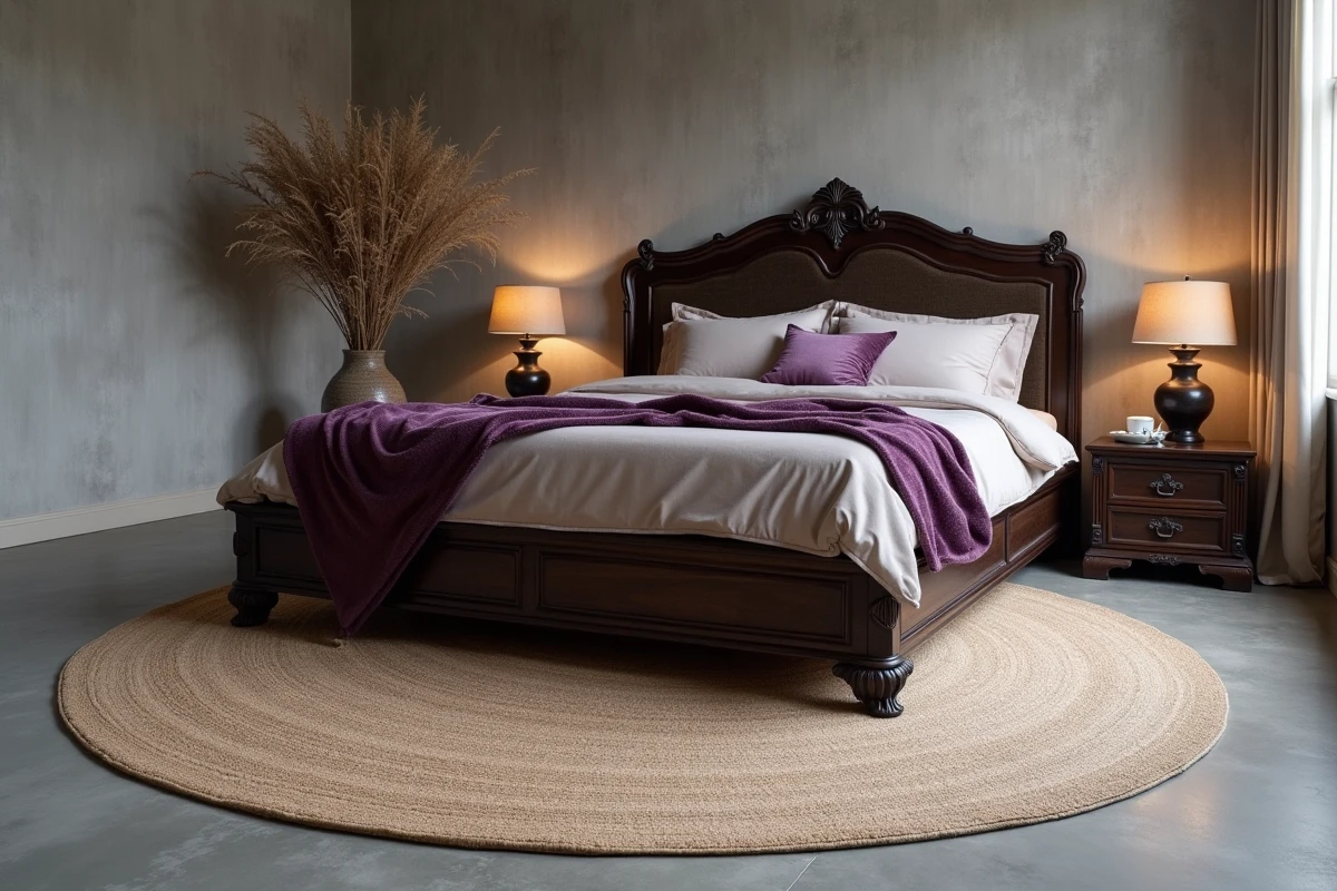 Chambre avec tapis japonisant trop petit et incohérence décorative nuisant à l'ambiance zen